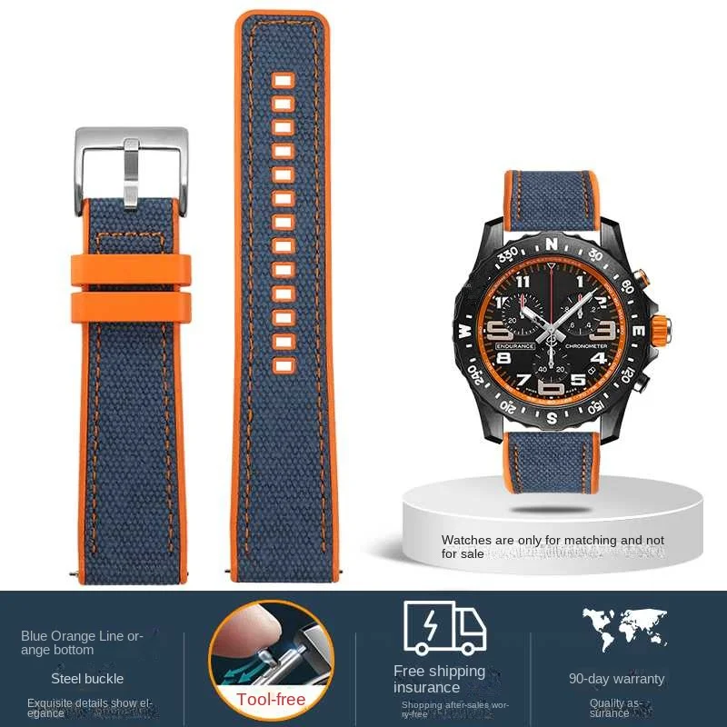 Correa de reloj de caucho y cuero de 20 mm y 22 mm adaptada a la serie Breitling Avengers Blackbird Professional Endurance Super Ocean