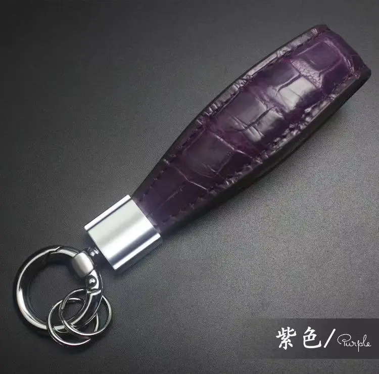 New Luxury Crocodile Leather Colorful Car Keychains Genuine Leather Key Chain Fashion Key Ring 45
