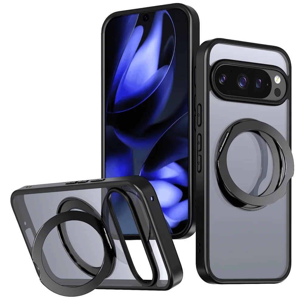 Matte Frosted Shockproof Aluminum Alloy Magnetic Rotating Stand Phone Case