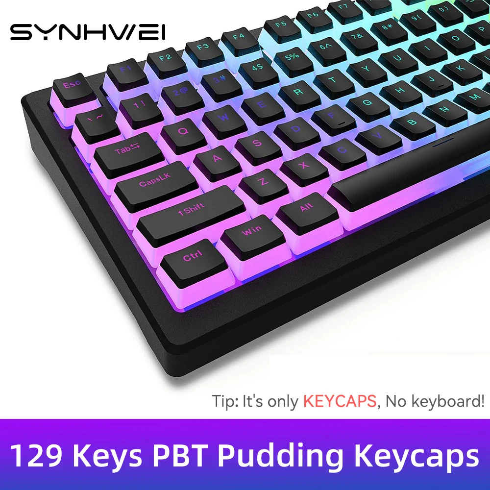 Pudim Pbt Keycaps para Rgb Teclado Mecânico Gaming Double Shot Translúcido 60 80 100 Layout Perfil Oem 129 Chaves