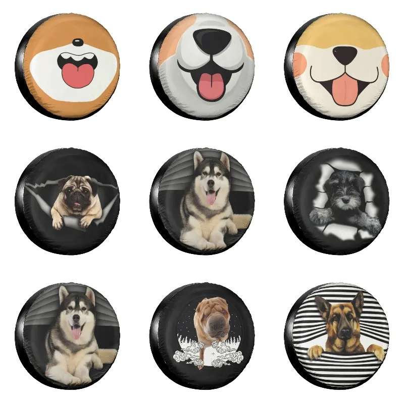 

Задняя крышка под заказ с изображением лая шины Сиба-ину для Jeep Pajero, Веселая мультяшная собака, искусственная кожа, 14 дюймов, 15 дюймов, 16 дюймов, 17 дюймов