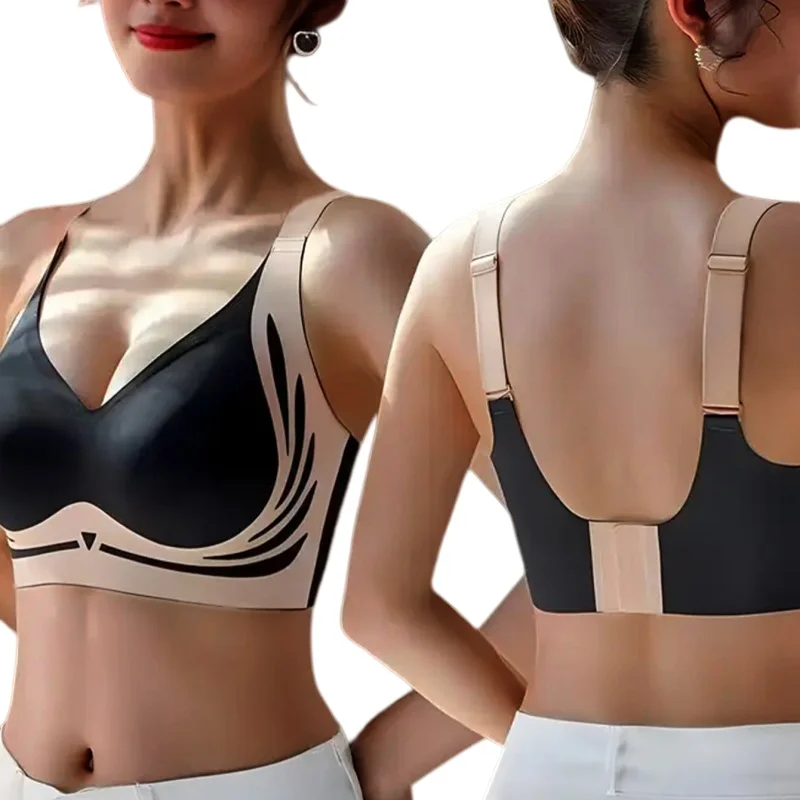 2Pcs/Set Non-wire Push-Up Bras Women's Anti-sagging Lift-up Bra Side Support Adjustable Straps No Show Plus Size Underwear M-4XL 2