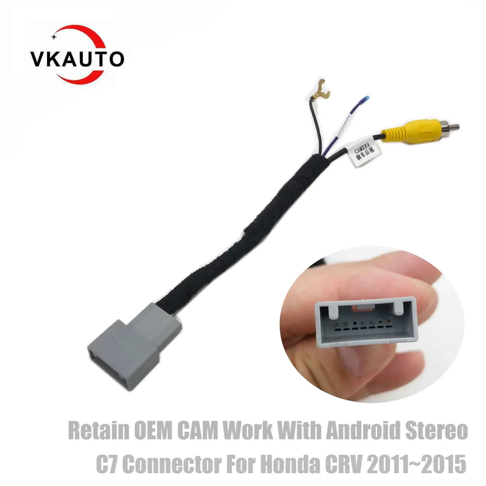 

VKAUTO C7 pins Adapter camera cable For Honda CRV 2011~2015 Retain OEM Camera Work With Android Stereo Kit