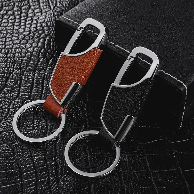 ChengR High Quality Creative Car Key Chain Outdoor DIY Keyring Holder Luxury Leather Keychains Men Keychain Black Clasp 2, Men's, Size: One Size