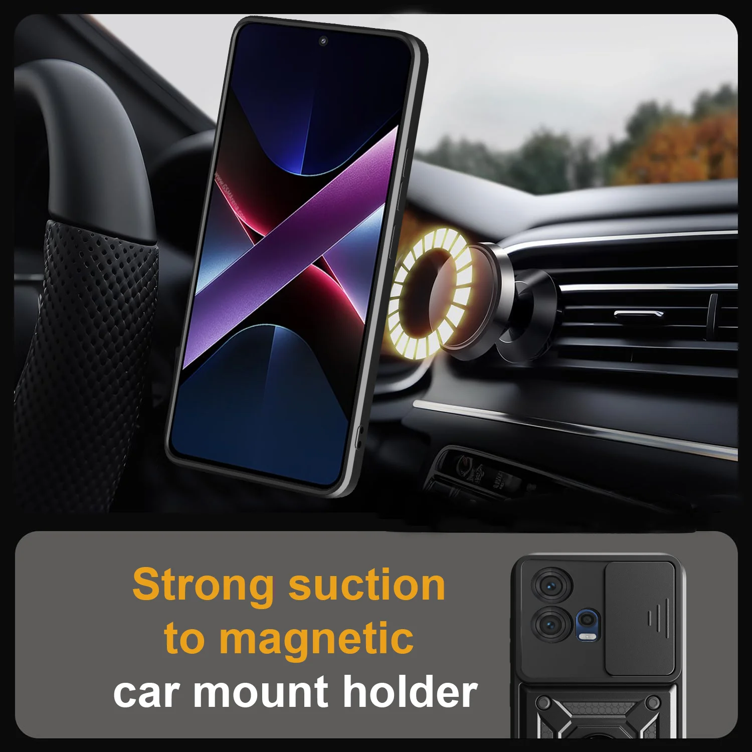 Magnetic Car Holder Ring Cover with Anti-Scratch and Camera Protection