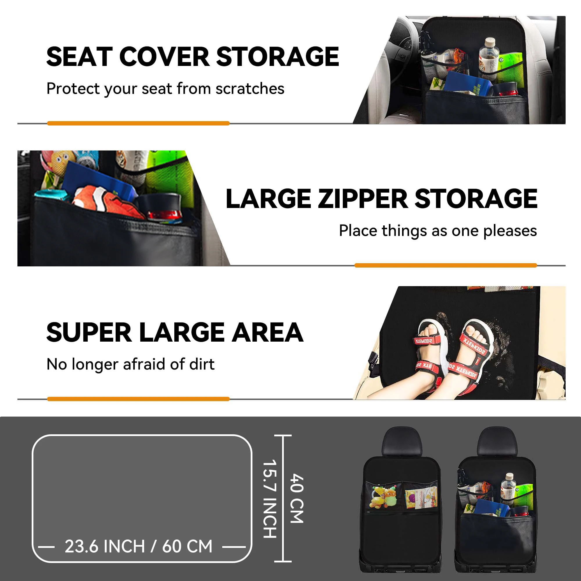 Car Seat Protector Car Back Seat Protector for Kids Premium Oxford Fabric Kick Mats Protect from Dirt Mud Waterproof Seat Back Protec