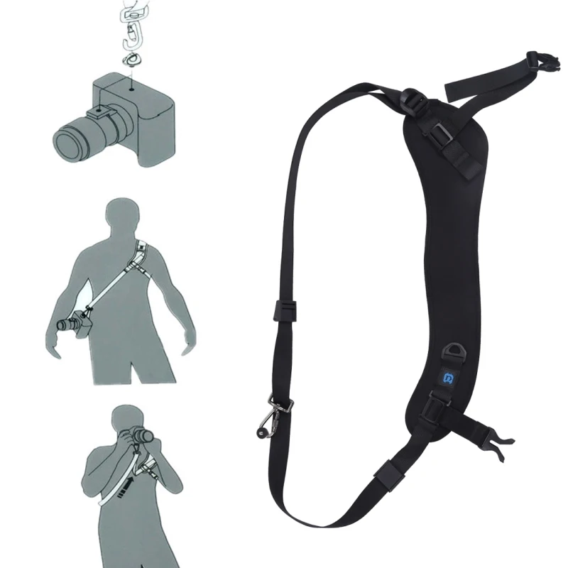 PULUZ 퀵 릴리스 미끄럼 방지 소프트 패드 SLR / DSLR 카메라 용 금속 후크가있는 나일론 통기성 곡선 카메라 스트랩