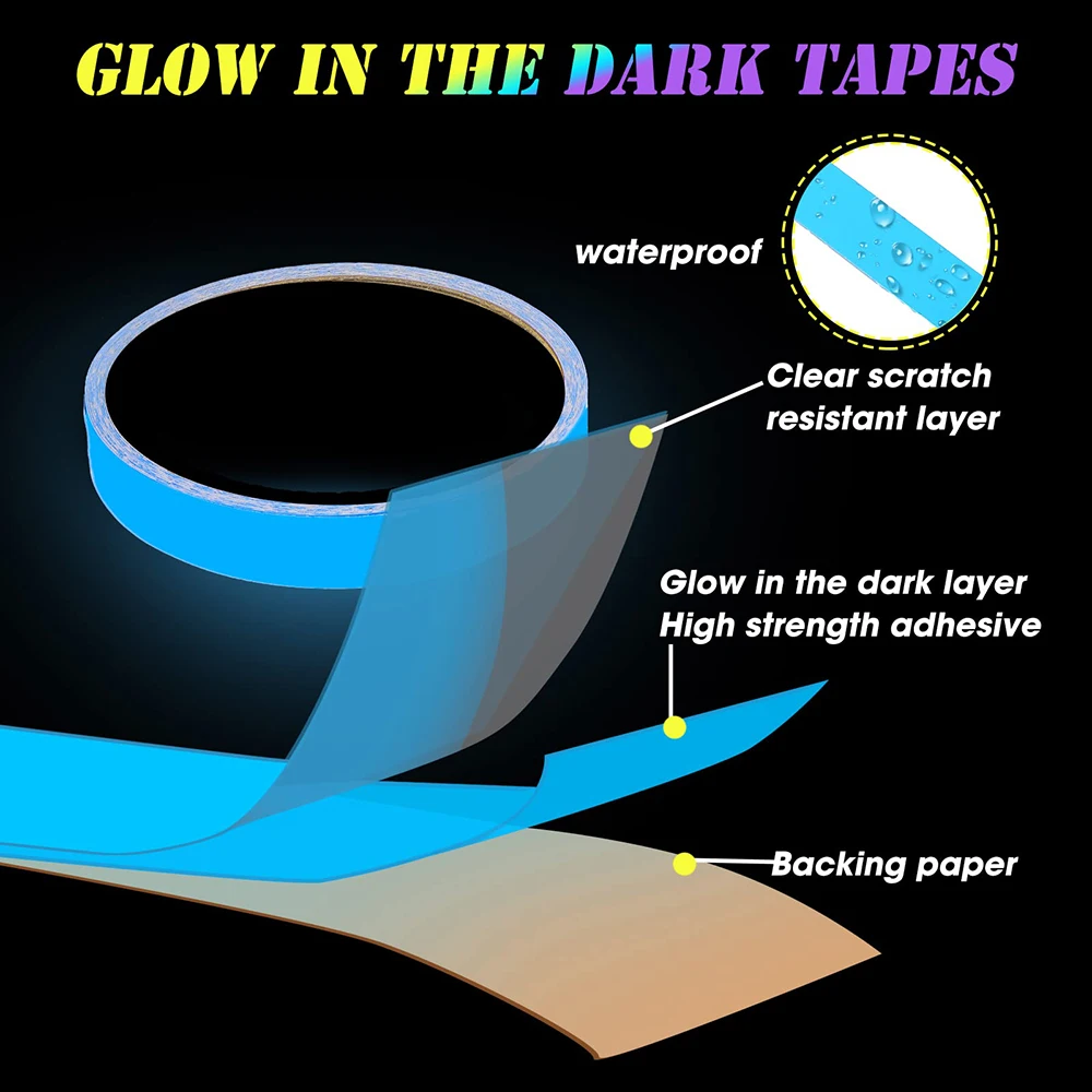5M Bright Waterproof Luminous Tape Fluorescent Tape for Indoor Outdoor Marking Stage Theatre Steps Exit Green Glow Neon fluorescent tape luminous tape
