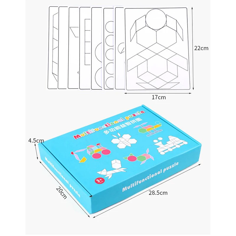 Wooden Jigsaw Puzzle Set Colorful Creative Tangram Baby Montessori 3D Educational Toys Kids Children Learning 180PCS 6