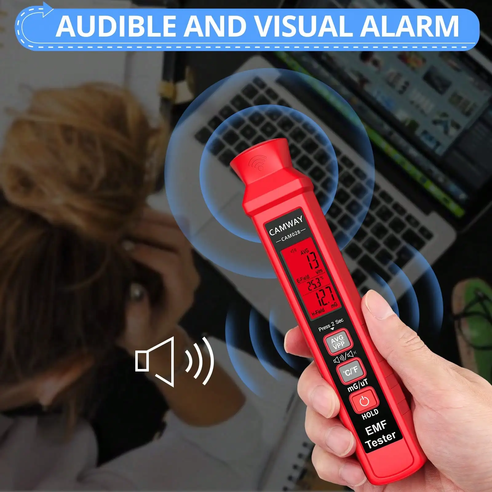 EMF Meter Digital Electromagnetic Field Radiation Detector Handheld LCD Tester Paranormal Equipment with Sound and Light Alarms 6