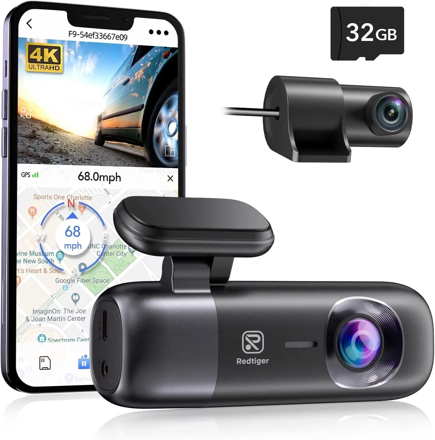 REDTIGER F9 Dash Cam 4K frontal y trasera WiFi GPS cámara de coche para modo de estacionamiento 64GB visión nocturna grabadora de coche por Control por aplicación