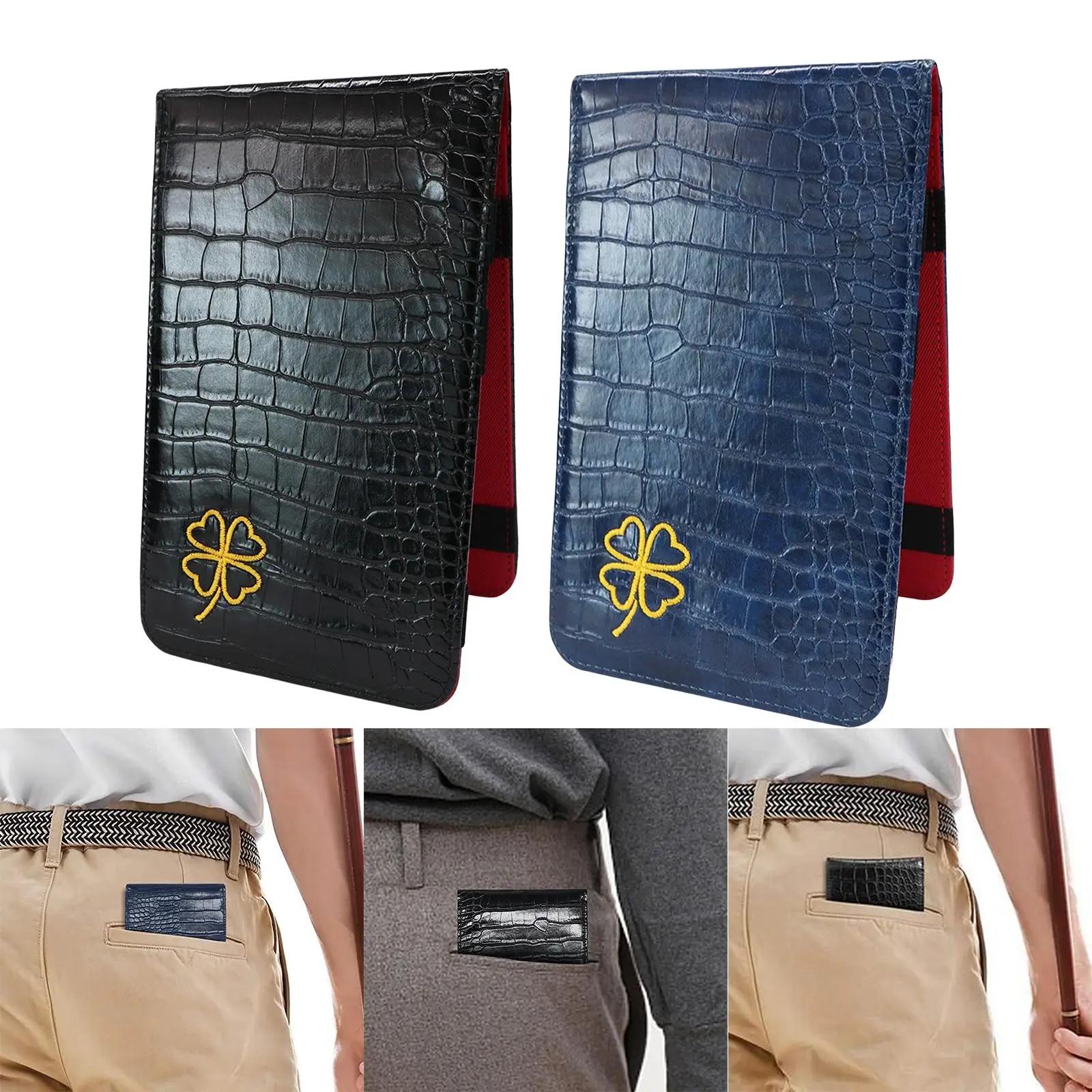 Yardage Book Cover Golf Score Cards Wallet with Pencil Loop with Elastic Bands Golf Scorecard Holder for Golfer Family Birthdays 5