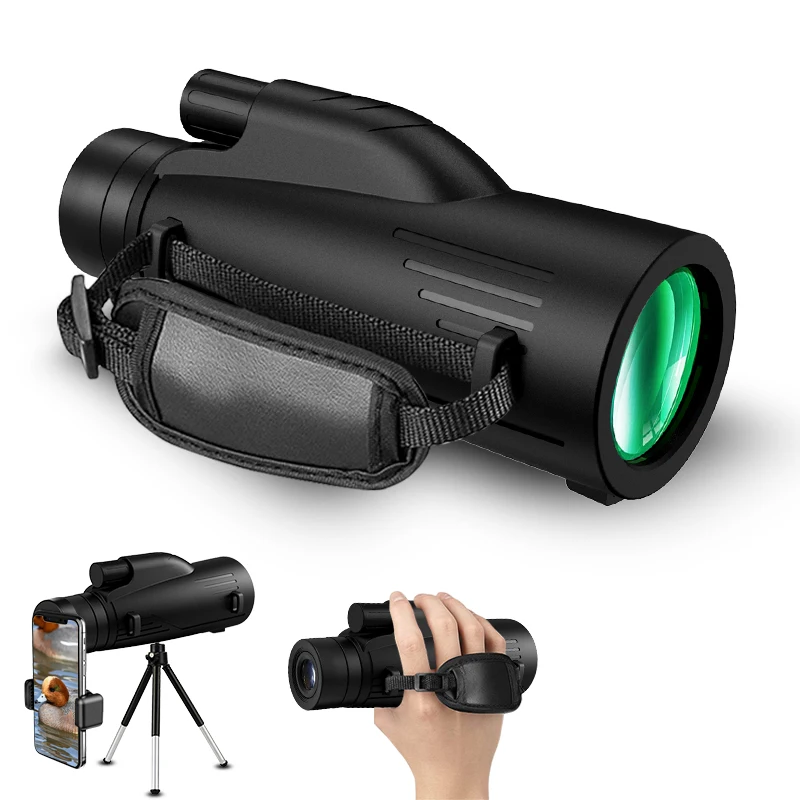 

12x50 Monocular Telescope with Tripod and Phone Adapter, BAK4 Prism FMC Lens for Bird Watching Hunting Camping Hiking Travelling