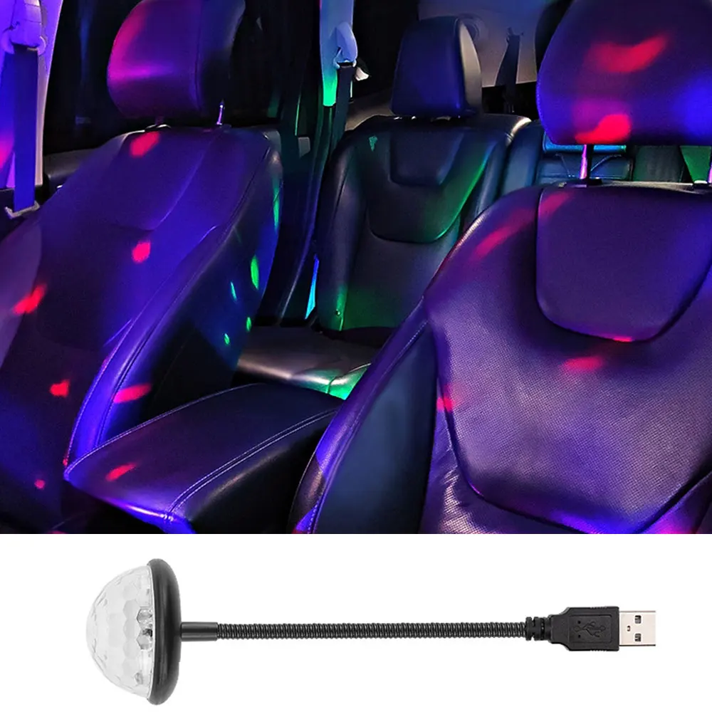 

Car Auto Dj Lighting Sound Party Mini Disco Ball Lights RGB Multi Color Car Atmosphere Room Decorations Lamp Magic Strobe Light