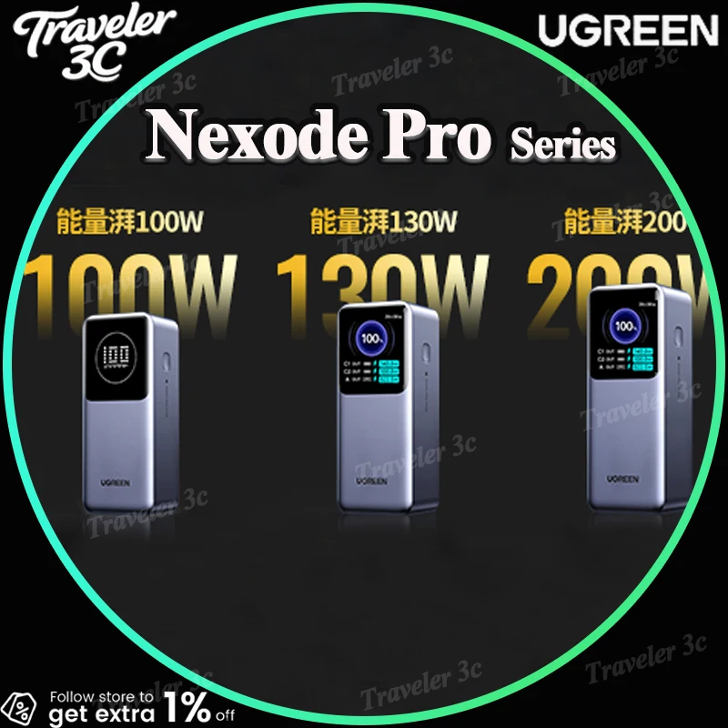 UGREEN Nexode Pro Batería Externa 65cm Cable 100W/130W/165W