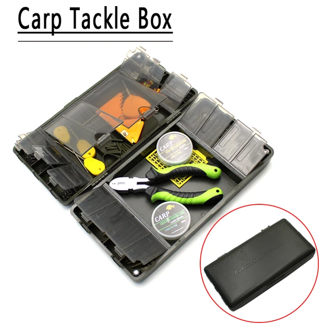 Carp Fishing Tackle Box Kit for Swivels Hooks Anti Tangle Sleeves