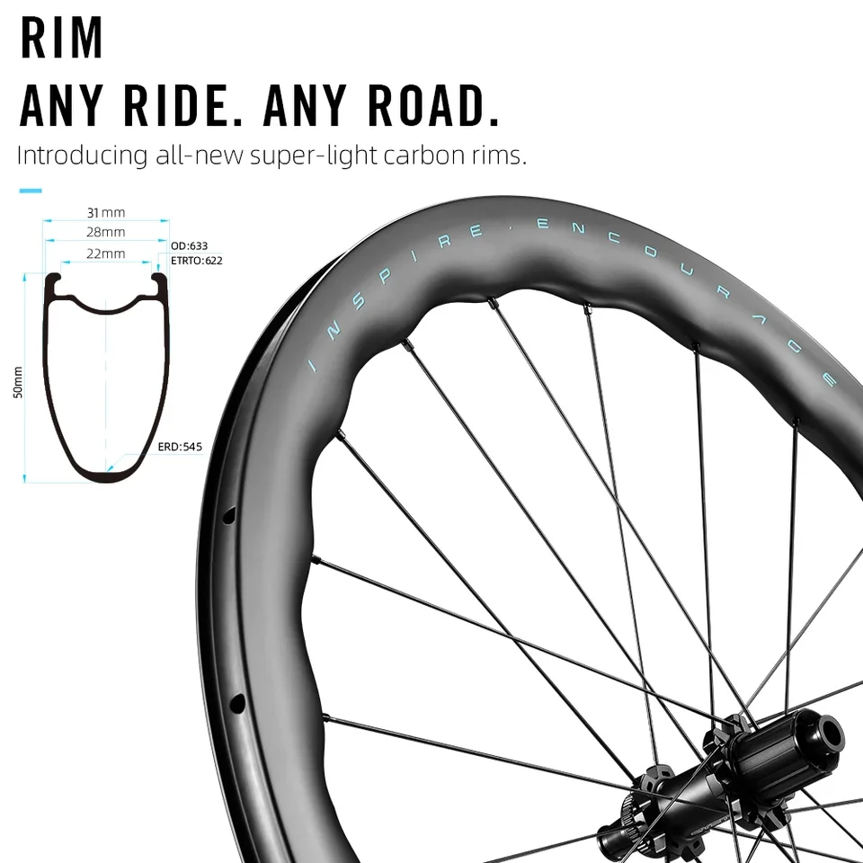 RYET カーボンホイールセットロードバイク正弦波自転車リムセット