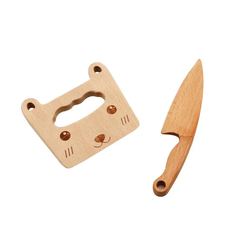 1/2PCS Wooden Knife Kids Cooking Toys Safe Knives Cutting Fruit Vegetable Chopper Kitchen Toy Montessori Education Tools For images - 6