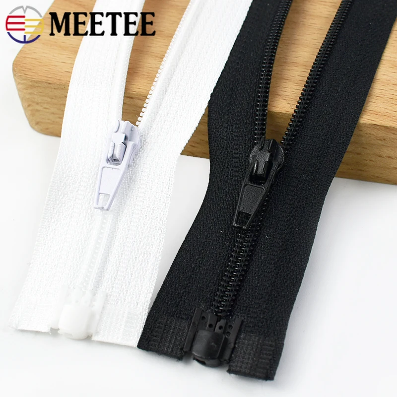 5/10PcsMeetee40-300cm3#NylonZipperBlackWhiteOpen-endZippersDownJacketCoatShoesAutoLockZipDIYSewingAccessories-AliExpress