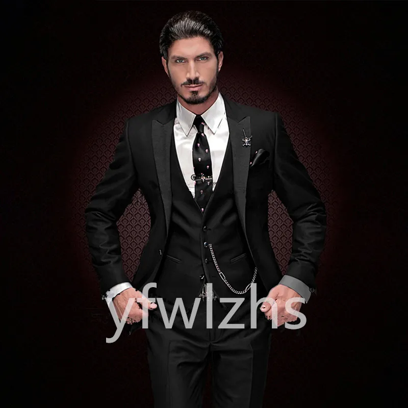 

Customized One Button Men's Suit Jacket Blazers Halloween Costume Elegant For Luxury Man Suit's For Wedding Three Piece Set 215