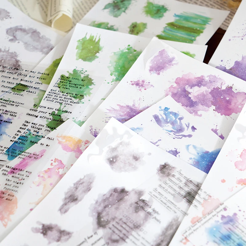 Watercolor Trace Sticker Pack - Creative DIY Journal and Scrapbooking Decor (10pcs)