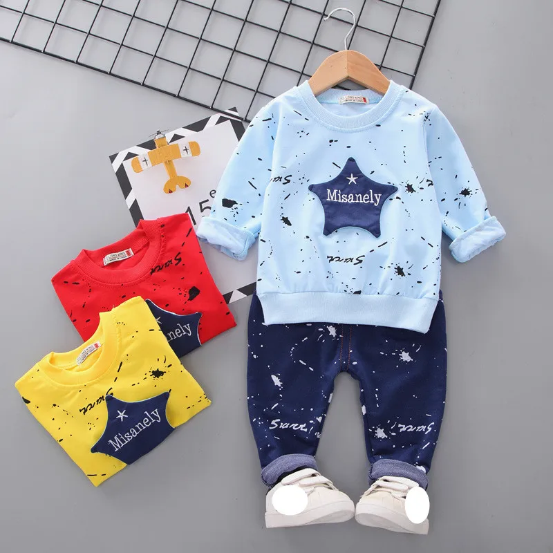 

autumn baby boy clothing set kids clothes suit boy Long sleeved star T-shirt + pants 2pcs boys clothes set