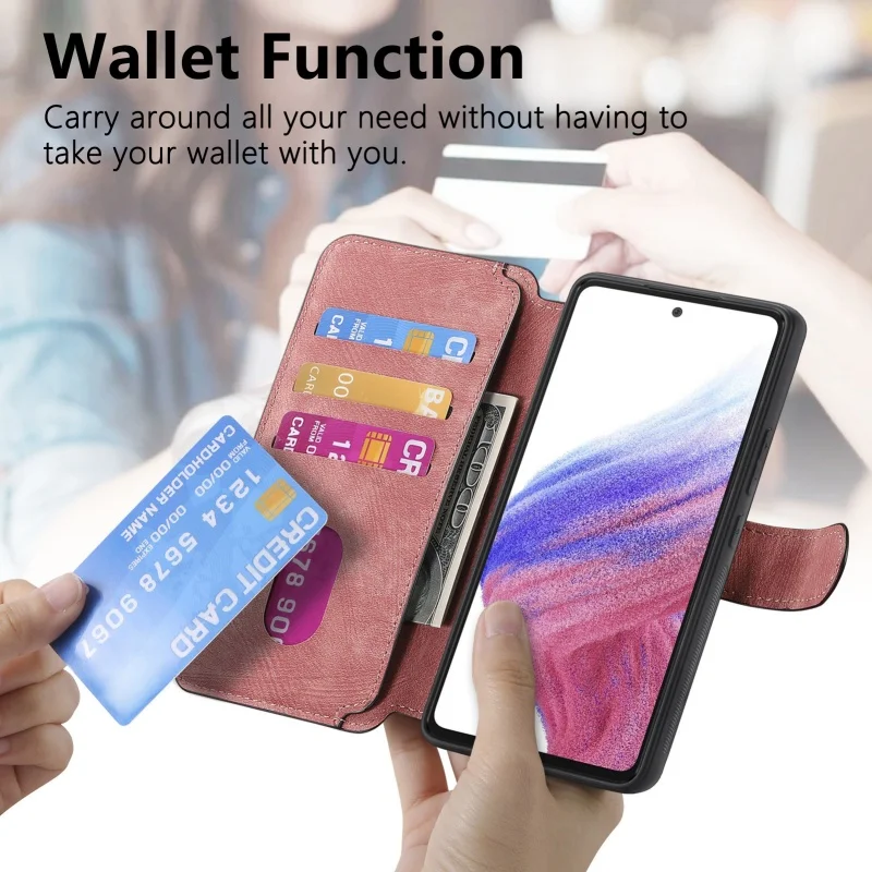2-in-1 Multi-Card Leather Wallet Phone Case with Retro Magnetic Cover