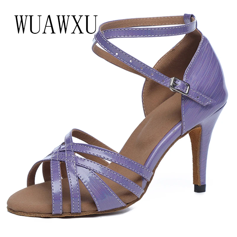 NATASHA New Latin Dance Shoes Women's Medium High Heels 8.5cm Social Dance Shoes Soft Sole Dance Shoes Cha Waltz