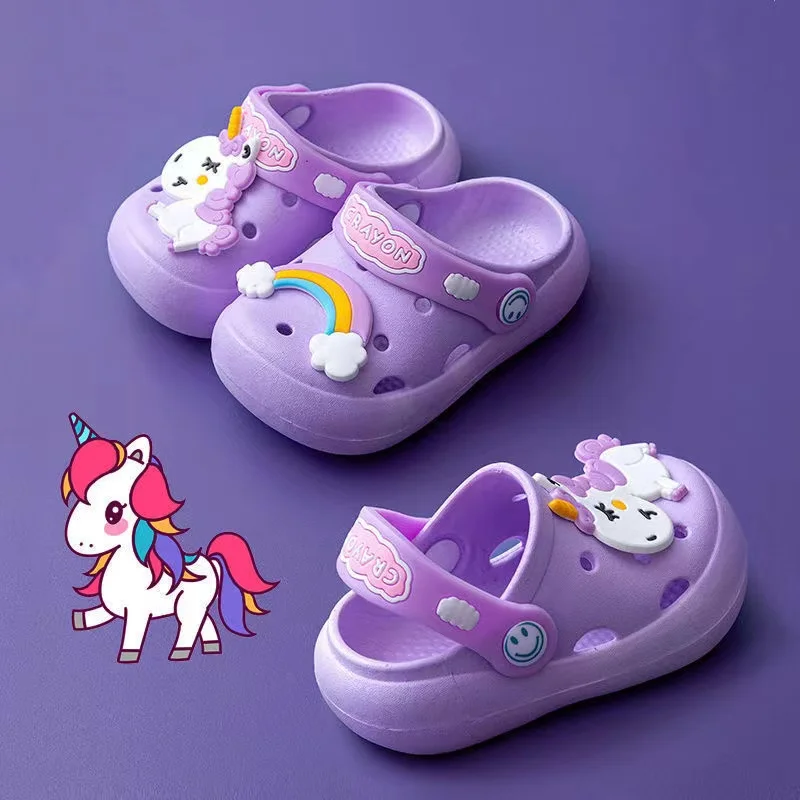 

Congme Kids Boy Girl Hole Shoes Baby Unicorn Slippers C rocs Sandals Cute Cartoon Children Beach Summer Homewear Shoes