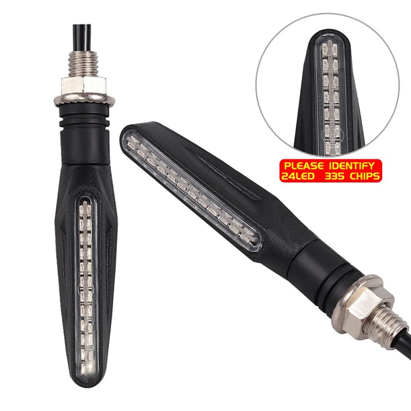 Motorcycle Turn Signal Lights 2PCS Motorcycle Turn Signal Indicator Flashing Light Blinker E11 Mark Built Relay 335SMD Universal M10 Bolt