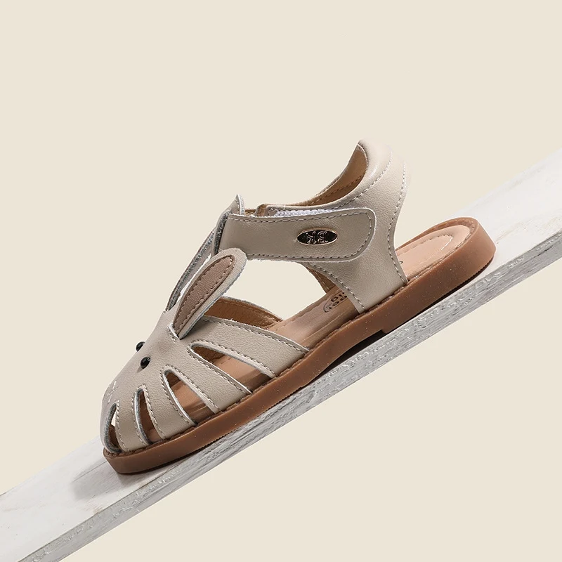 Cartoon Rabbit Girls Sandals Genuine Leather Baby Boys Beach Sandals Summer Soft Cowhide Children's Casual Shoes Little Kids