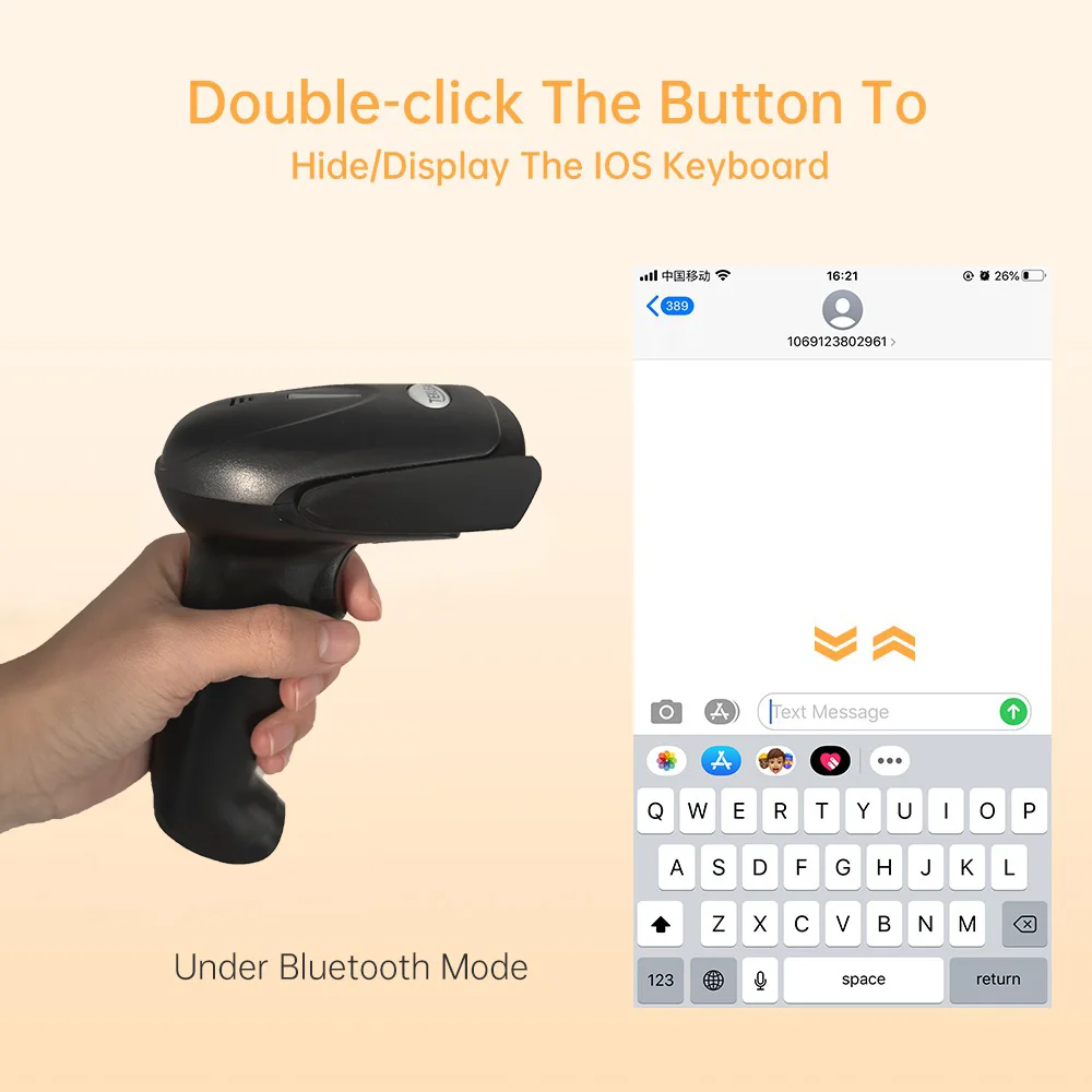 TEKLEAD 1D Laser Wired USB Bluetooth 2.4G Wireless Portable Barcode Scanner for Supermarket Store