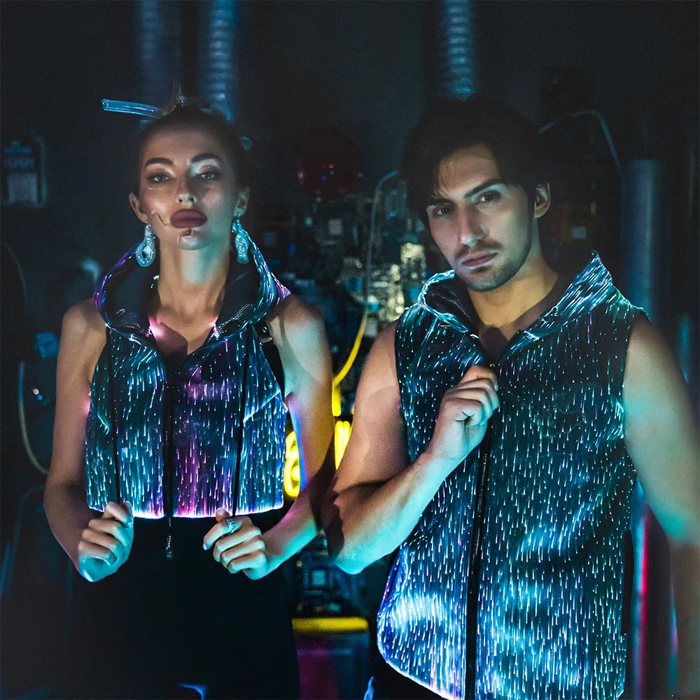 Lumisonata Sudadera con capucha y luz Led para chica, prenda deportiva de fibra óptica luminosa con cremallera y Espalda descubierta, estilo Hip Hop, para Cosplay|Sudaderas capucha y sudaderas| - AliExpress