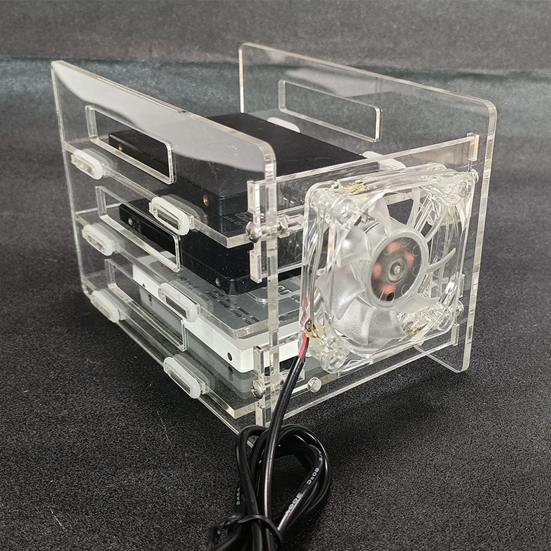 Cage Disque Dur Amovible 5.25" Vers 3.5" Avec Ventilateur - Pour Boîtier PC, En Acier, Supporte 5 Disques Durs