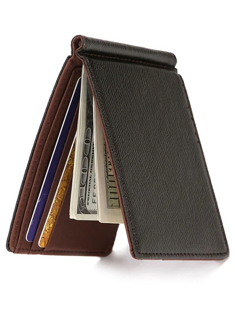 Men's Slim Leather Wallet + Money Clip