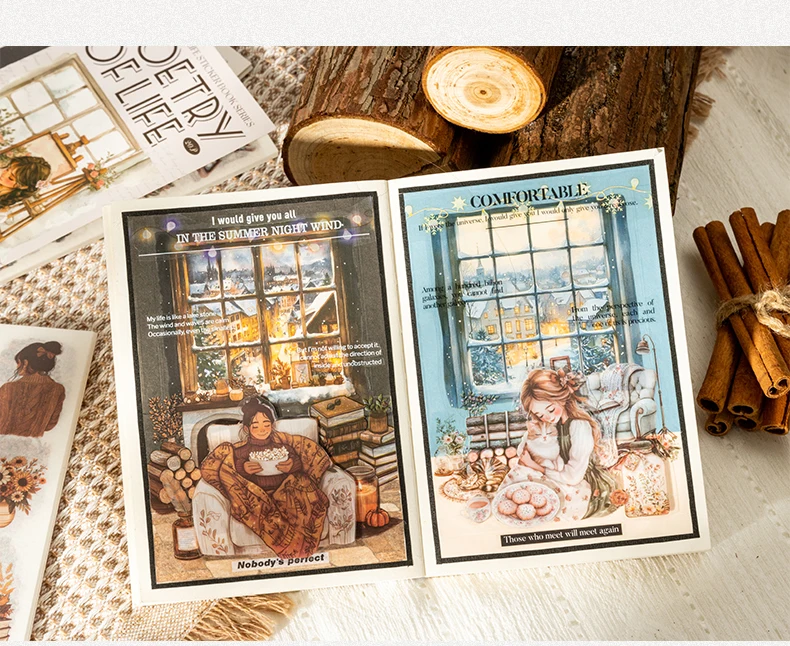 20 Stück PET gestanzte Aufkleber BuchLeben des Mädchens Dekoratives handgefertigtes Scrapbooking-Material Tagebuch Album Bastelbedarf – Detail 12