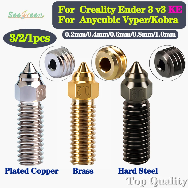 Per Creality Ender 3 V3 Ke Ugello Ugelli In Acciaio Temprato Rame Placcato Ottone Di Alta Qualità Per Ugello Creality K1 / K1 Max Cr-M4