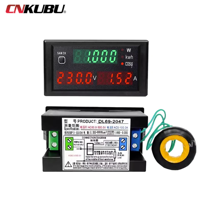 Display Lcd ROSSO Voltometro AC da pannello 60V-500V Tensione Tester