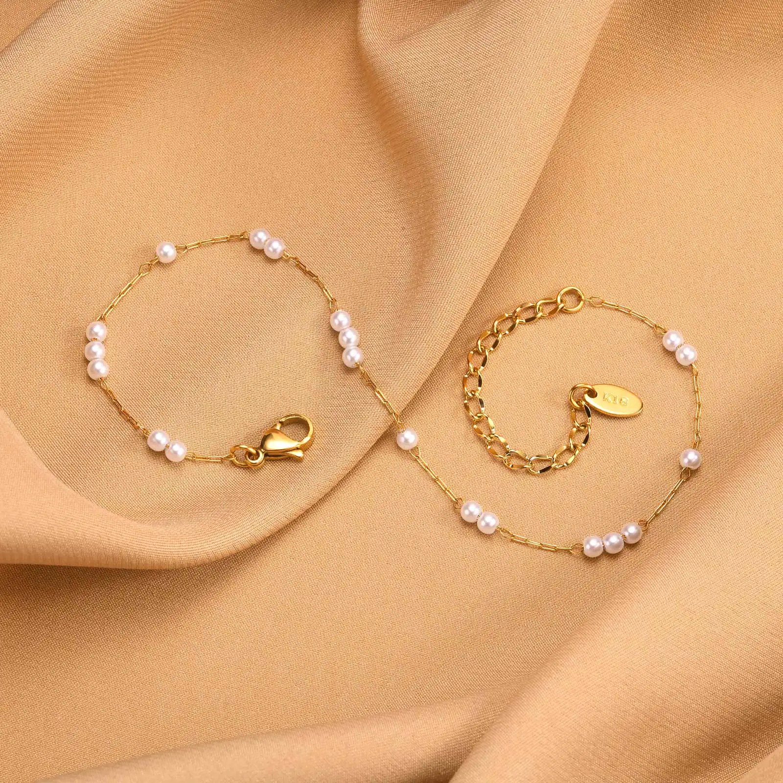 Anklet Bracelet silver anklet bracelet ankle chains beads anklet toe foot bracelet fashion accessories for Women 18k Gold Plated Adjustable Stackable