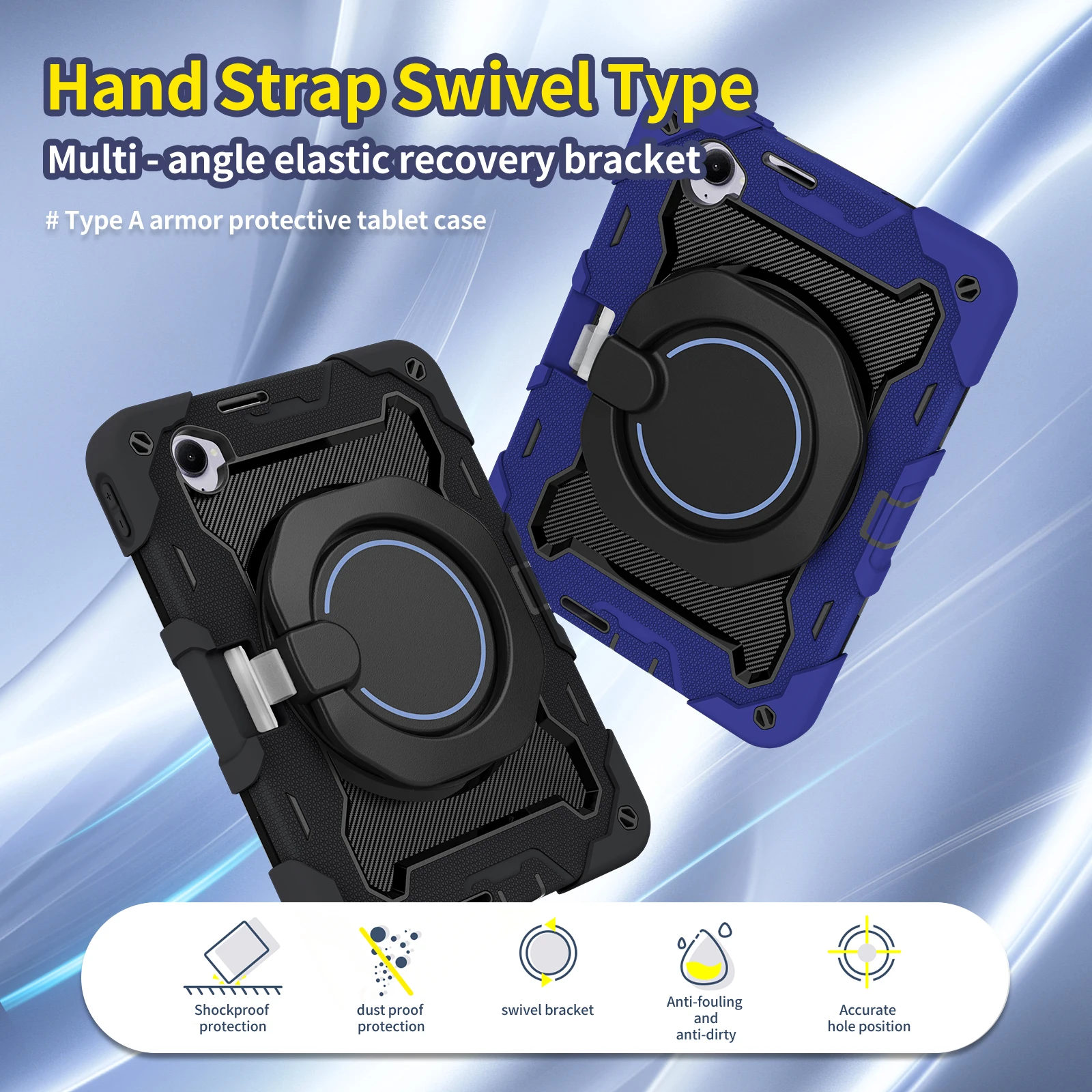 Ultimate 360 Rotatable Heavy Duty Tablet Stand Case with Handle Grip and 3-Layer Shockproof Armor