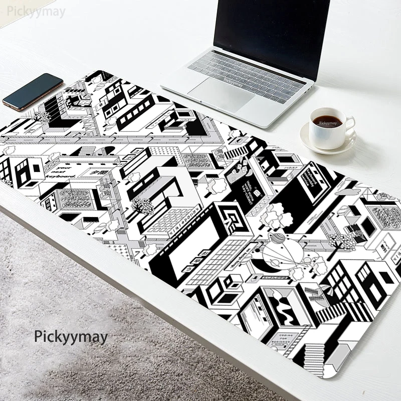 

Large Mouse Pad Black And White Utopia Pc Mousepad Accessories Computer Mause Carpet Desk Mat Keyboard Rug Stitches Deskapd