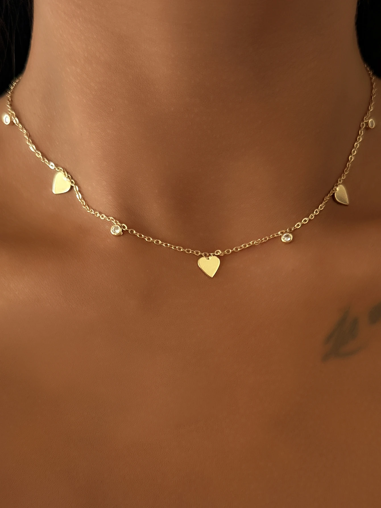 Minimalist Heart CZ Charm Necklace for Women