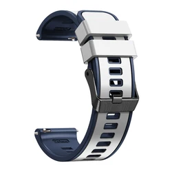 Silicone Bracelet Strap in Black - 20/22mm Adjustable Watch Band for Honor Magic 2 42mm (White blue)