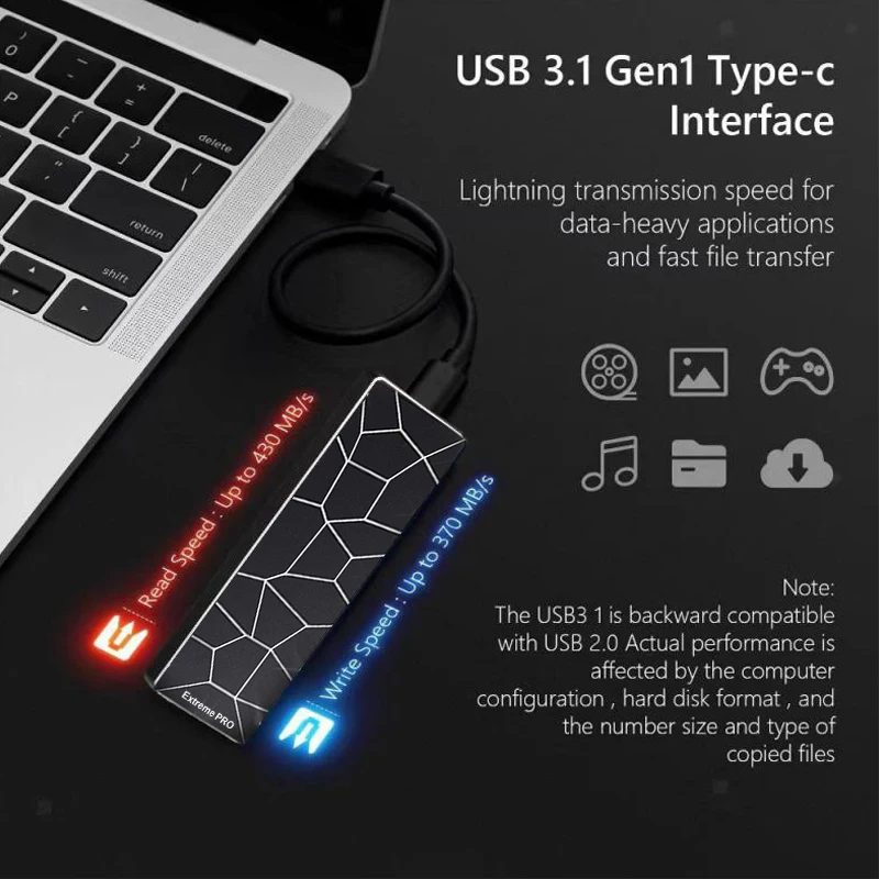 Ssd Esterno Portatile 1Tb Ssd 2Tb 4Tb 2Tb 512Gb Unità A Stato Solido Usb 3.1/Type-C Hard Disk Archiviazione Ad Alta Velocità Per Laptop Ps5 Ps4