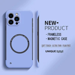 Ultra Thin Magnetic Frameless Matte Phone Case - Hard PC Solid Cover for iPhone 14 (Light Purple)