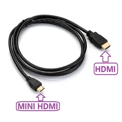 High-Performance Mini HDMI to HDMI Cable with 1080p 3D Gold-Plated Connectors for Enhanced Display Quality (Black)