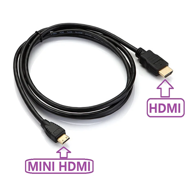 Compatível com mini HDMI para cabo HDMI, 1080p, plugue banhado a ouro 3D, monitor, tablet, câmera, placa gráfica DV, exibição HDTV, projeção