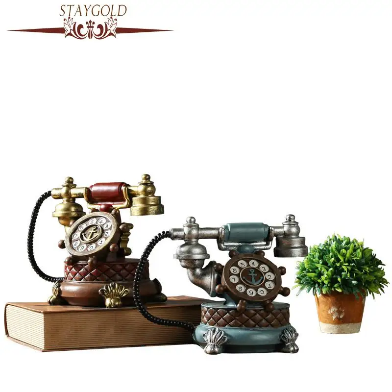 Shabby Chic Vintage Book Phone Piggy Bank Home Decor Ornaments Retro Furniture Figurines Phone Miniatures Home Decoration Crafts artificial telephone ornament
