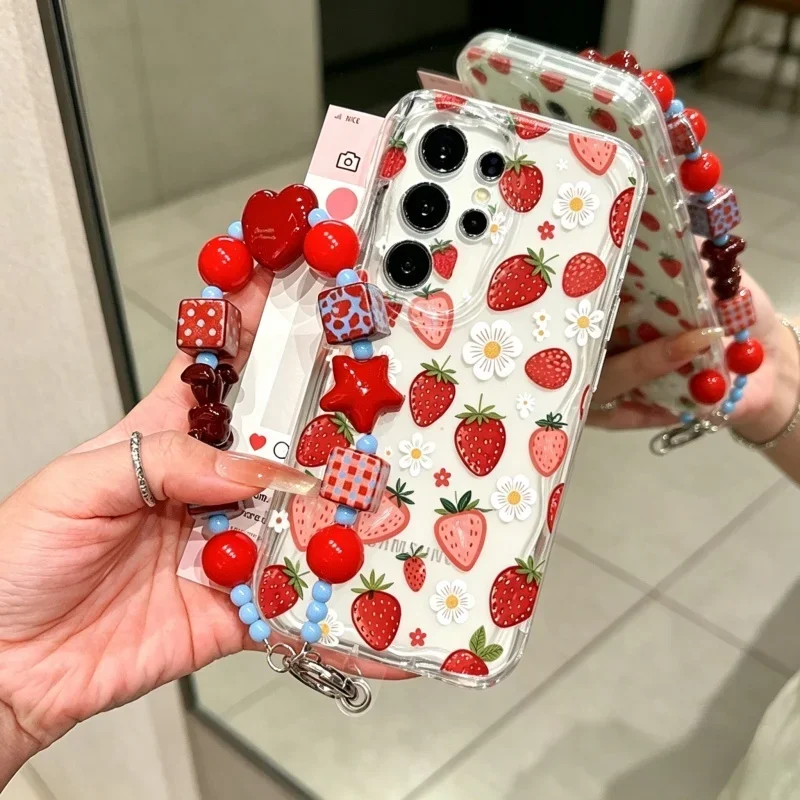 Charming Strawberry Pattern Soft Wave Side Phone Case