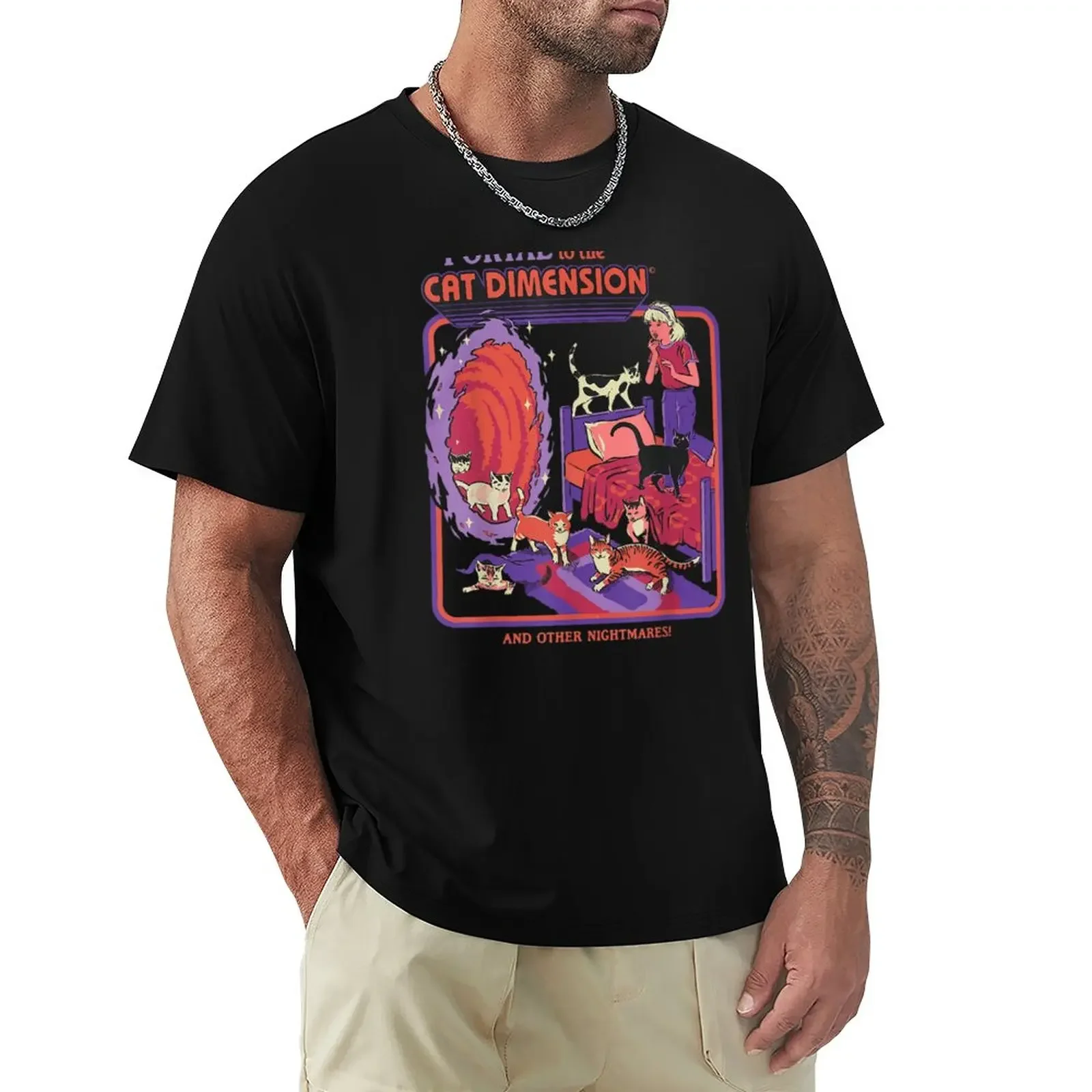 

portal to the cat dimension Halloween T-Shirt summer tops Short sleeve tee heavyweight t shirts for men